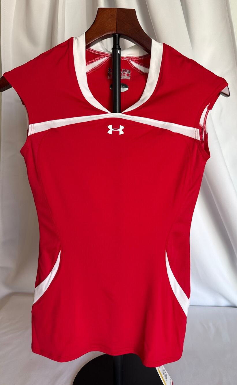 Under Armour Women’s Volleyball Jersey XS Red White HeatGear NWT